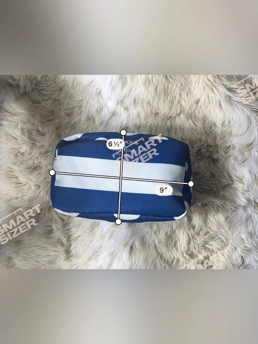 Clinique x Kate Spade Navy Blue White Striped Polka Dot Cosmetic Makeup Bag